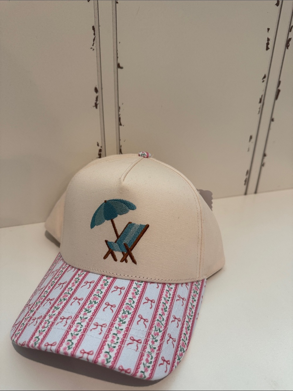 Simply Southern Cream Baseball Cap with Pink Tag Beach NWT